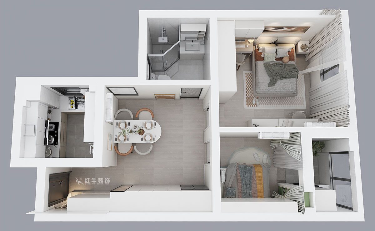 贾庭｜麒麟晨光苑5-2-1404-60㎡-现代风格｜2室1厅1厨1卫｜老房装修｜定制家｜全包8